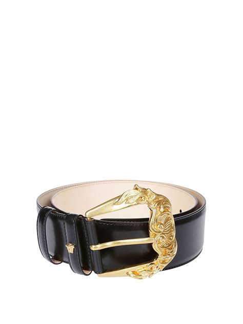 versace barocco buckle leather belt|Versace belt outlet.